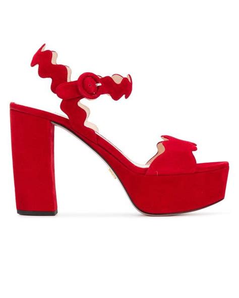 prada scalloped sandals red|platform sandals Prada.